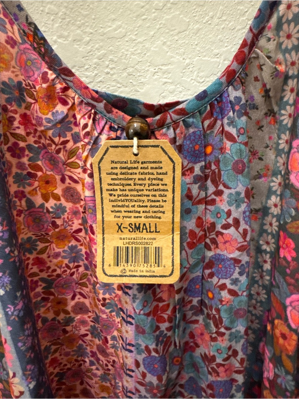 NWT Natural Life Purple & Pink Floral Stripe boho mini dress - Picture 6 of 8